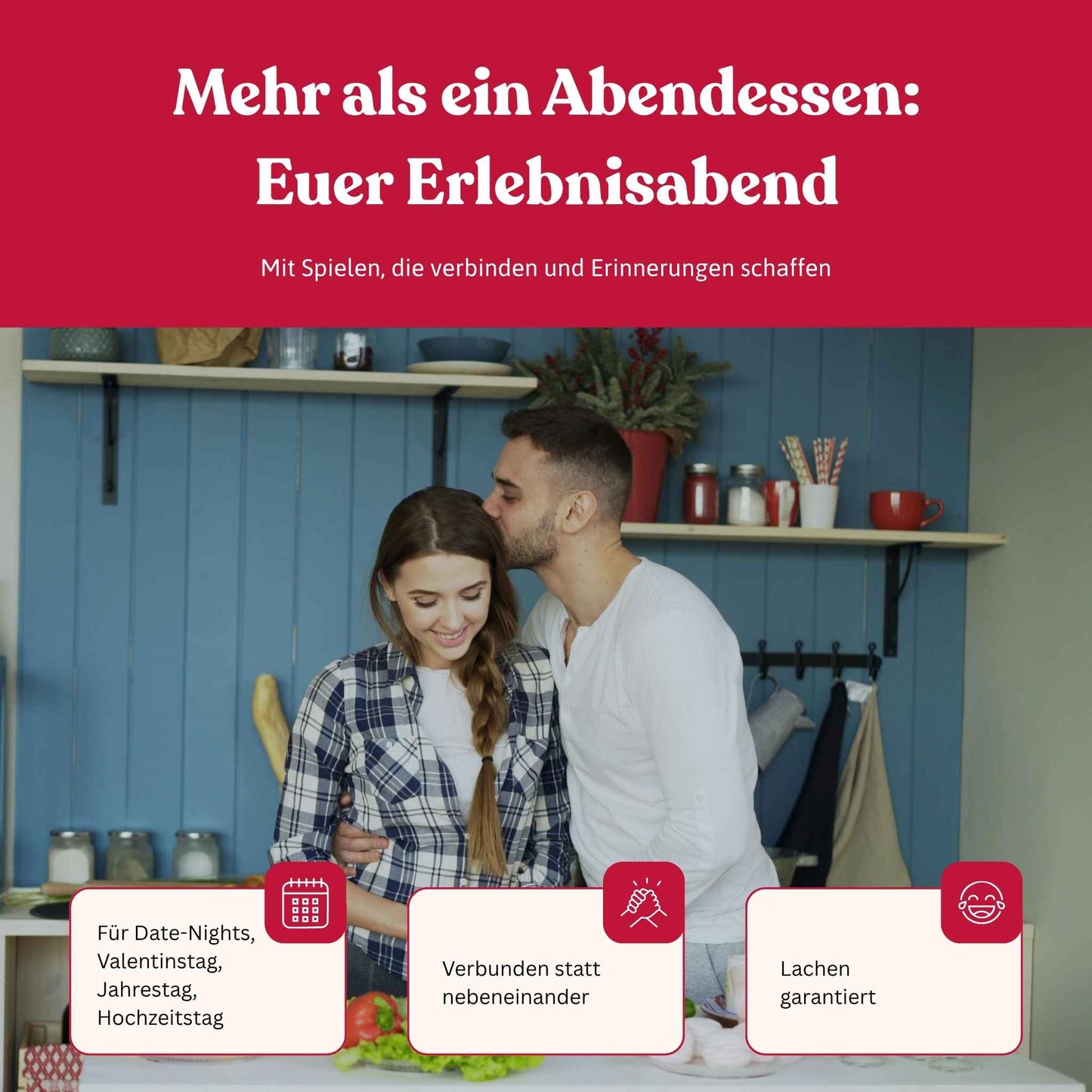 Ein Paar kocht gemeinsam bei einem romantischen Date-Night-Dinner zuhause