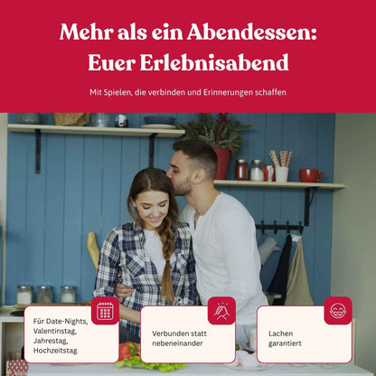 Ein Paar kocht gemeinsam bei einem romantischen Date-Night-Dinner zuhause