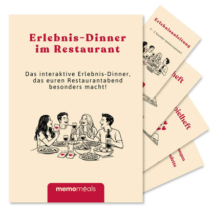 memomeals Erlebnisbox für Restaurants von oben fotografiert mit aufgefächertem Inhalt darunter
